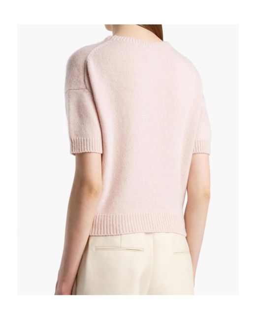 Khaite Pink Golden Short-Sleeve Knitted Sweater