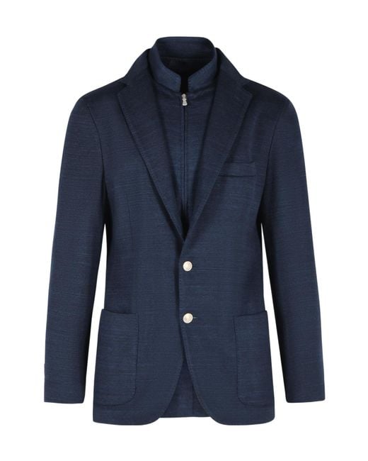 Eleventy Blue Long-Sleeved Suit Jacket for men