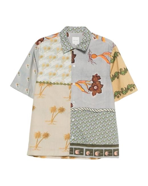 Paul Smith Gray Patchwork Printed Shirt for men
