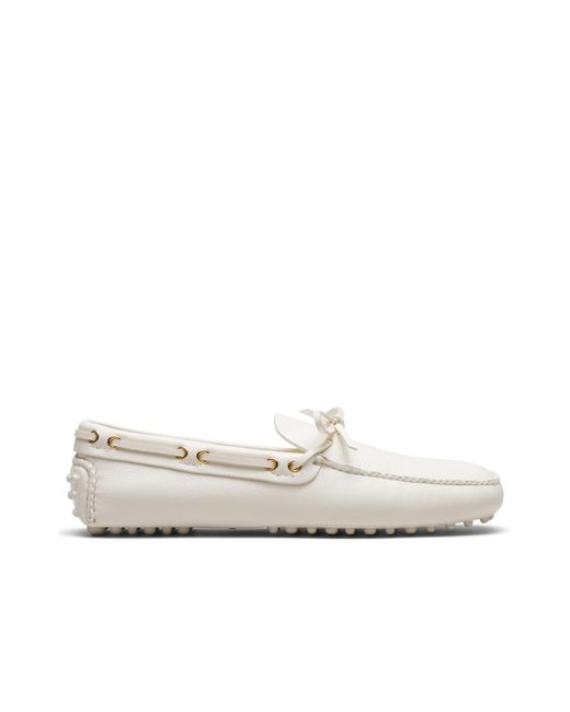 Car Shoe White Printed Driving Shoes for men