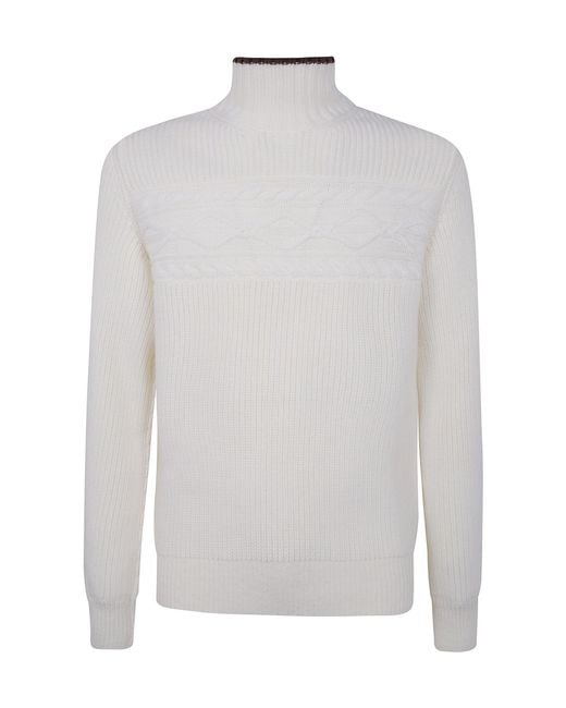 Zegna White High Neck Knitted Jumper for men