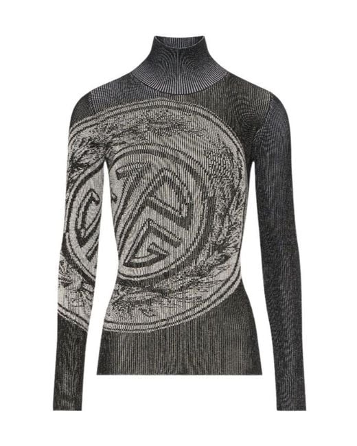 Jean Paul Gaultier Gray Laurel Stamp Jacquard Long-Sleeves Sweater for men