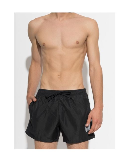 Moschino Black Drawstring Swim Trunks for men