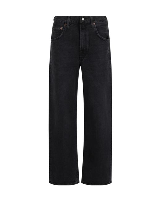 Agolde Black Five-Pocket Denim Trousers