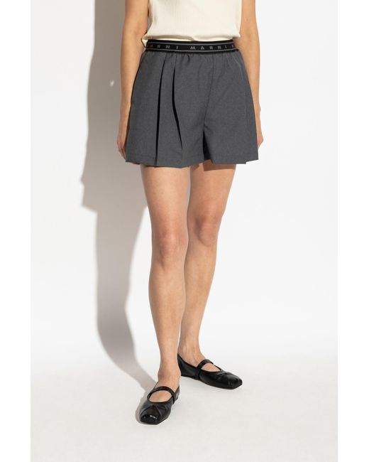 Marni Gray Logo Waistband Shorts