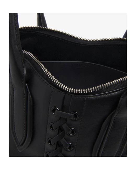 McQueen Black Manta Lace-Up Shoulder Bag