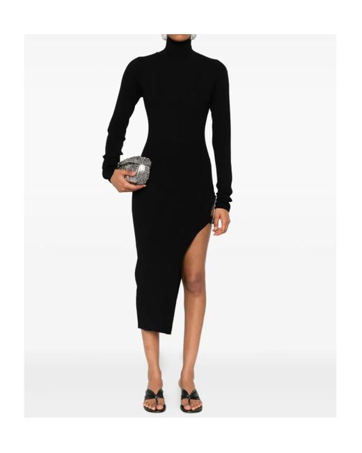 Blumarine Black Buckled Asymmetric Knitted Dress