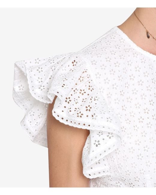 Philosophy Di Lorenzo Serafini White Broderie-Anglaise Cropped Blouse