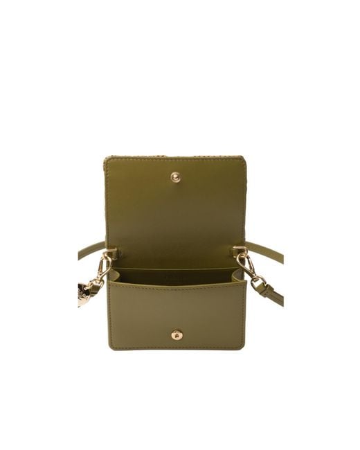 Prada Green Crochet Card Holder With Shoulder Strap
