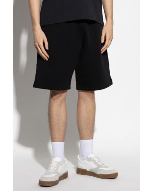 AMI Black Ami De Coeur-Embroidered Shorts for men