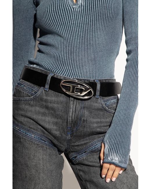 DIESEL White Logo Belt for men