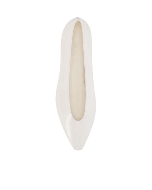 Loro Piana White Rebecca Pointed-Toe Ballerina Shoes