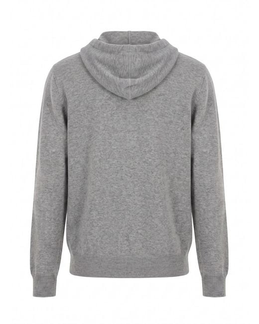 Brunello Cucinelli Gray Long-Sleeved Hooded Knit Sweater for men