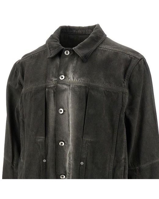 Rick Owens Black Lido Worker Buttoned Denim Jacket for men