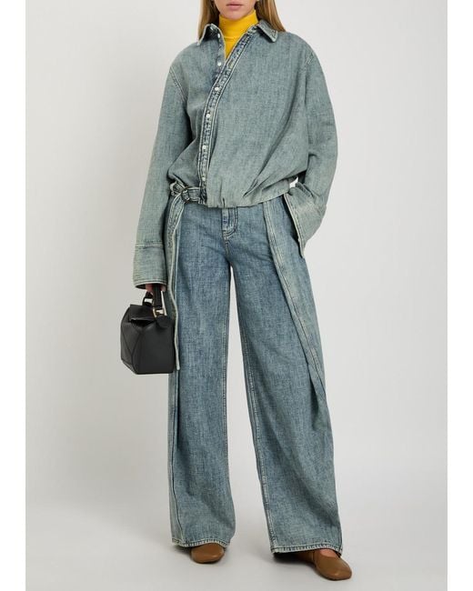 Loewe Blue Draped Belted Denim Shirt