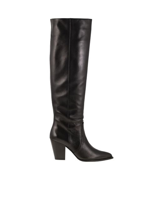 Stuart Weitzman Black Round-Toed Boots