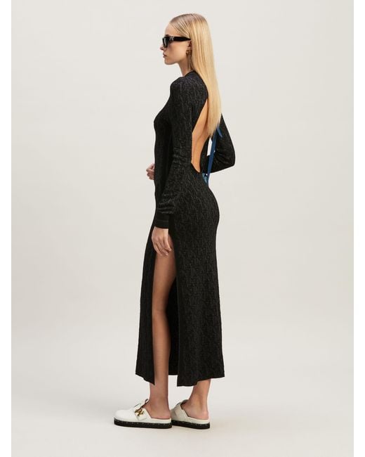 Palm Angels Black Monogram-Jacquard Dress