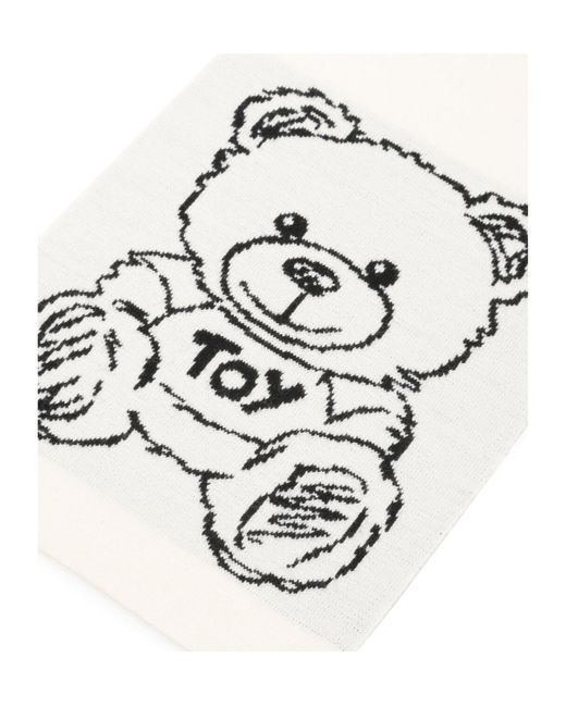 Moschino White Teddy Bear Pattern Scarf for men