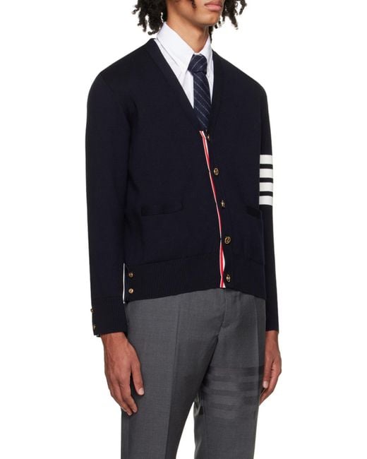 Thom Browne Blue Cardigan Scollo A V for men