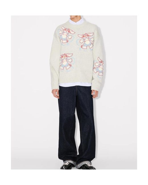 KENZO White Winter Holidays' Embroidered Jumper for men