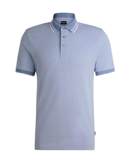 Boss Blue Logo-Embroidered Polo Shirt for men