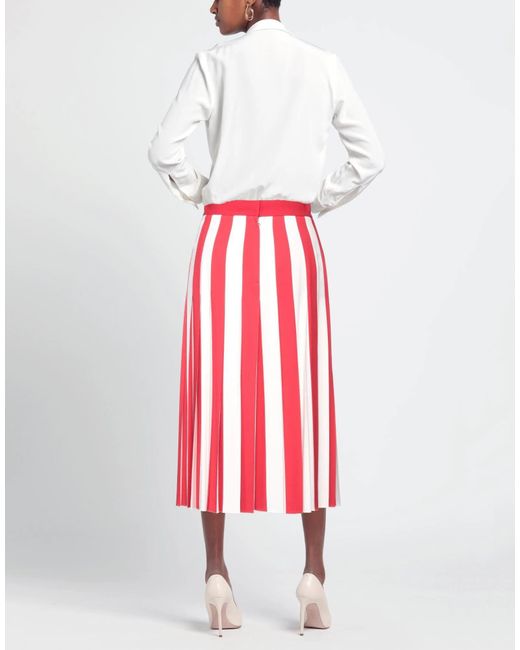 Dolce & Gabbana Red Striped Stretch Midi Skirt