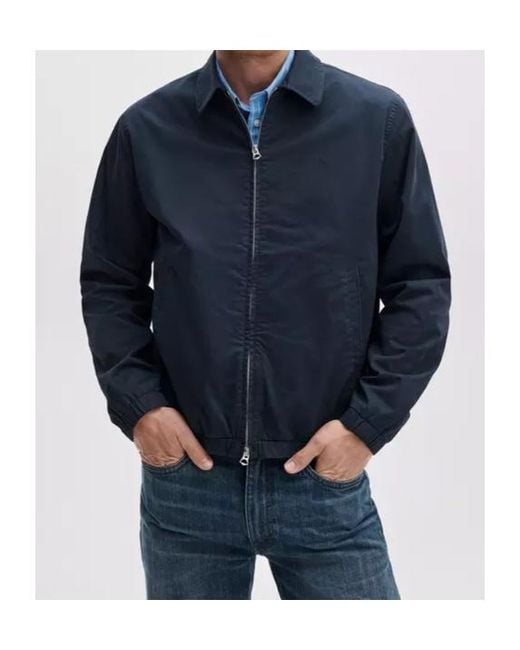 Rag & Bone Blue Harrington Stretch Cotton Twill Jacket for men