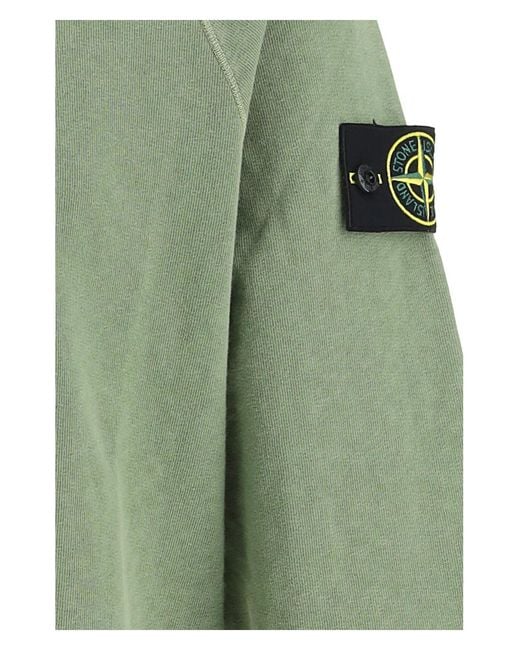 Stone Island Green Compass Patch-Detail Hoodie for men