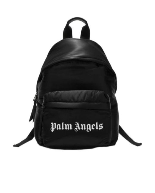 Palm Angels Black Logo Printed Zip-Up Backpack for men