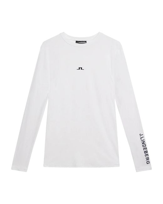 J.Lindeberg White Long Sleeve Logo T-Shirt for men