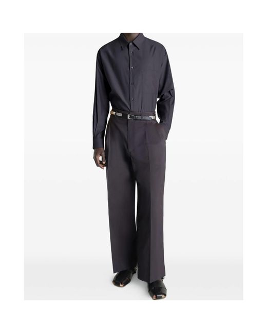 Lemaire Blue Long-Sleeved Curved Hem Regular Shirt for men