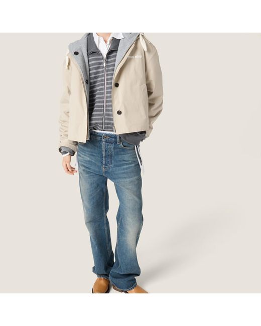 Miu Miu Natural Panama Cotton And Fleece Blouson Jacket