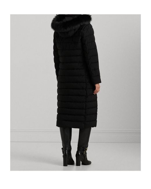 Ralph Lauren Black Real Leather Long Puffer Jacket