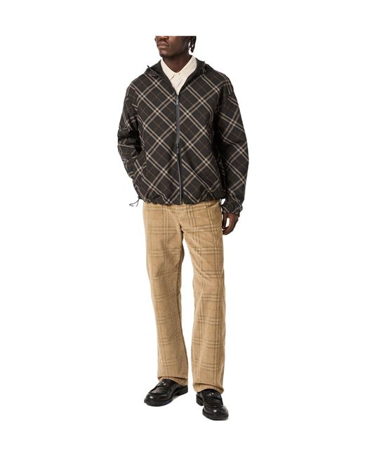 Burberry Gray Checkered Hooded Jacket for men