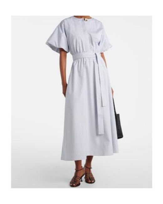 Altuzarra White Paulina Striped Cotton Midi Dress