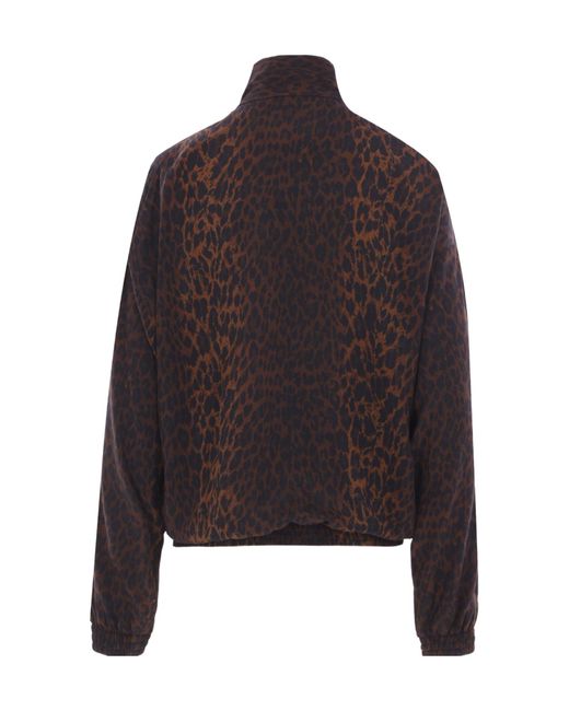 Balenciaga Black Leopard Print Zipped Jacket