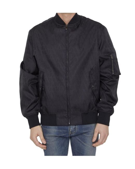 Valentino Black Toile Iconographe-Jacquard Zip-Up Bomber Jacket for men