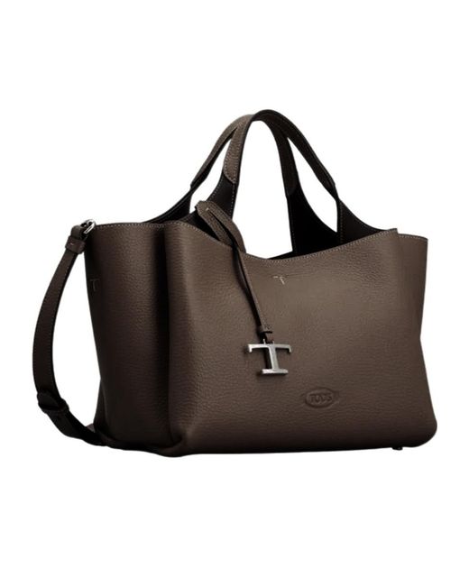 Tod's Brown Logo-Embossed Tote Bag