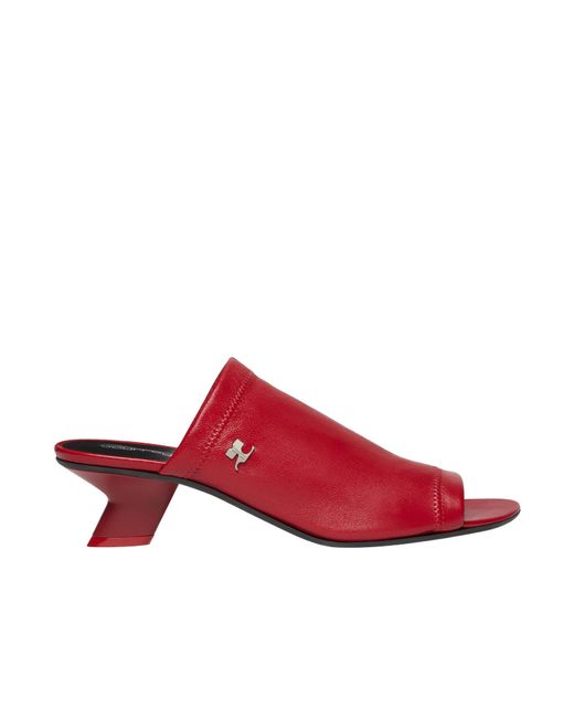 Courreges Red Leather Mules