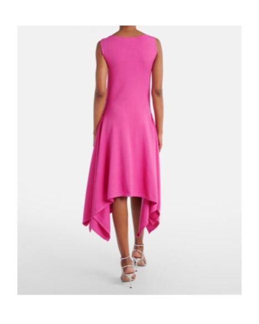 Oscar de la Renta Pink Floral-Appliqué Asymmetric Cocktail Dress