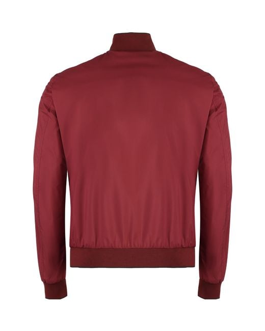 Moorer Red Mezzano Button-Up Bomber Jacket for men