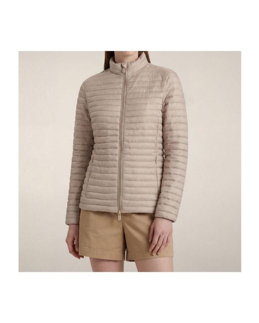Save The Duck Brown Quilted Stand Collar Down Jacket