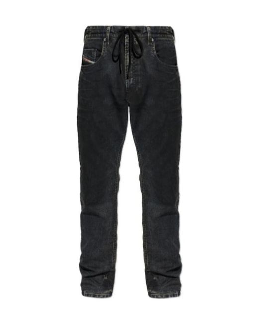 DIESEL Black Belt-Loop Jeans for men