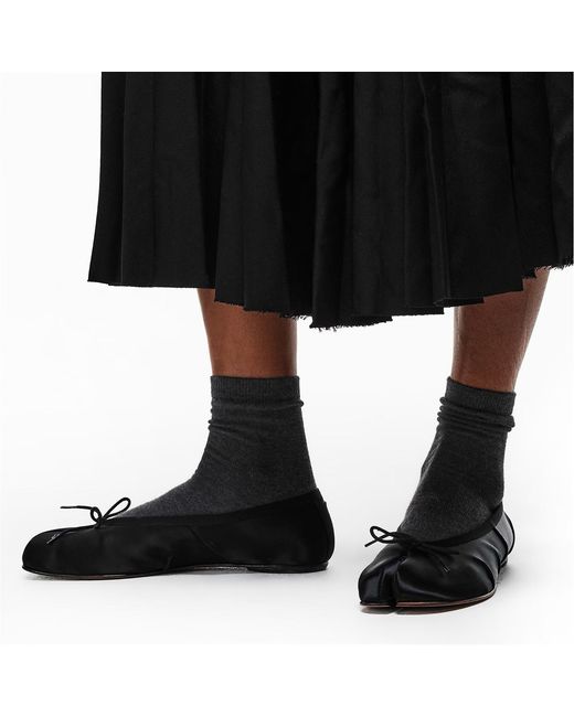 Maison Margiela Black Tabi Logo Ballet Shoes