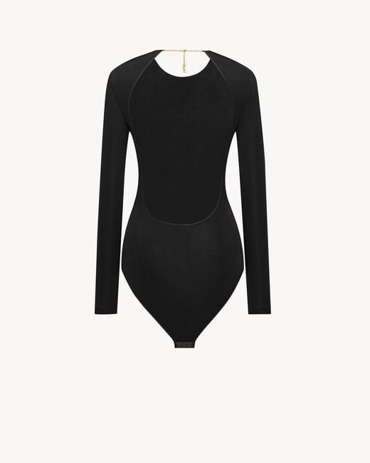Saint Laurent Black Cassandre Backless Bodysuit