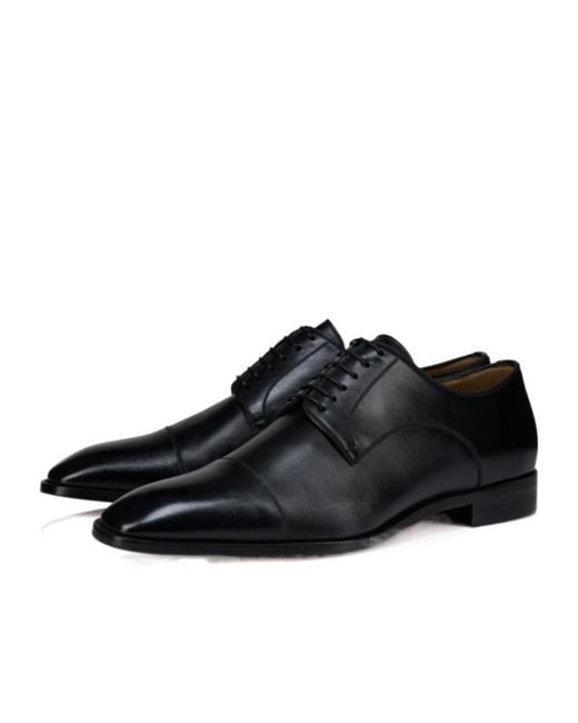 Christian Louboutin Black Almond Toe Lace-Up Shoes for men