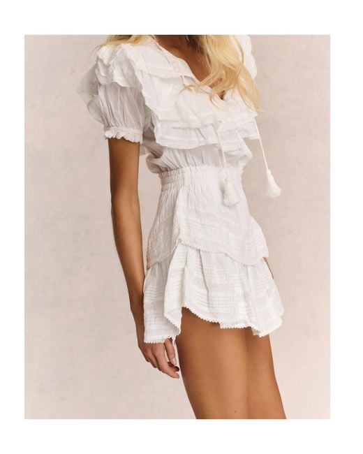 LoveShackFancy White Liv Ruffled Mini Dress