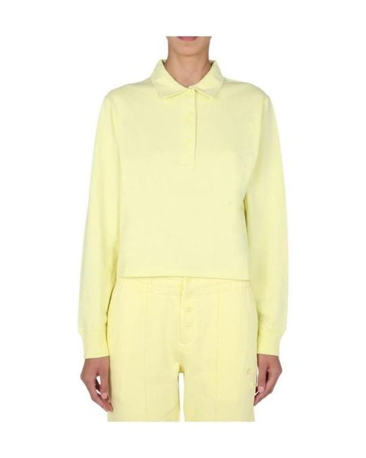 Helmut Lang Yellow Long-Sleeve Logo Embroidered Polo Shirt