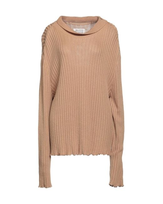 Maison Margiela Natural Minimalist Solid Color Knit Sweater