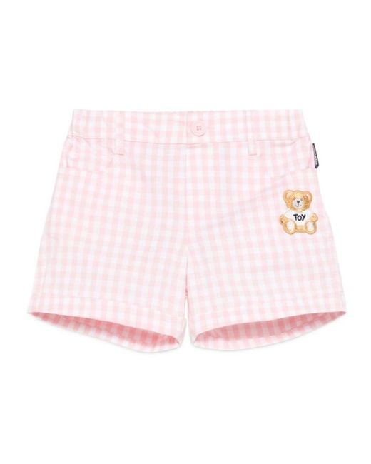 Moschino Pink Gingham-Pattern Shorts